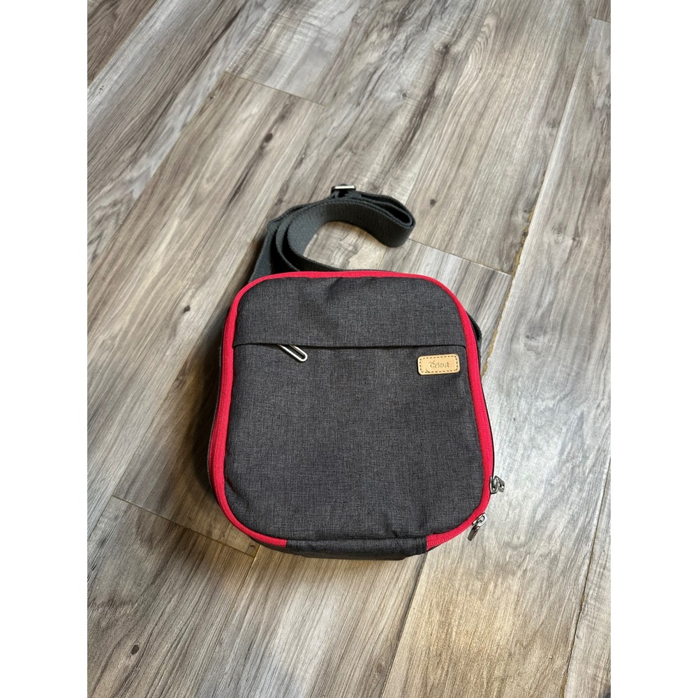 Cricut Joy Zippered Case Grey Pink Trim Padded Travel Shoulder Bag